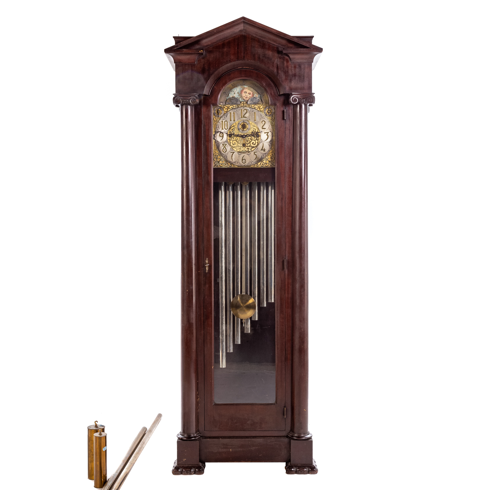 Appraisal: NEOCLASSICAL MAHOGANY TUBULAR CHIME CLOCK First quarter- th century made