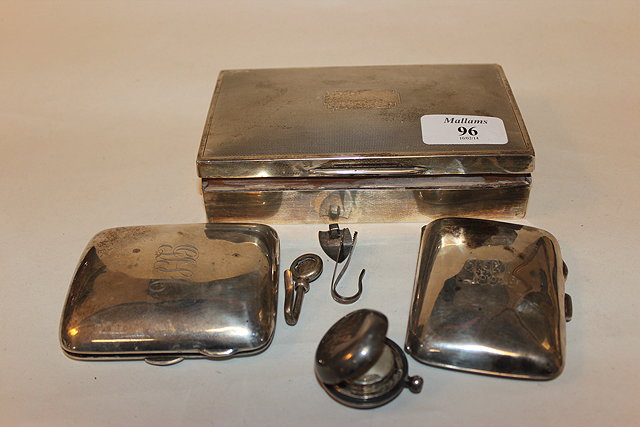 Appraisal: A SILVER MOUNTED CIGARETTE BOX two silver cigarette cases a