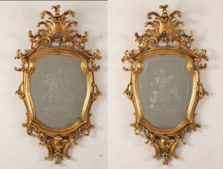 Appraisal: PAIR OF LATE TH C ITALIAN GOLD LEAF MIRRORS HAVING