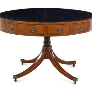 Appraisal: A Regency Mahogany Oval Drum Table Circa Height x width