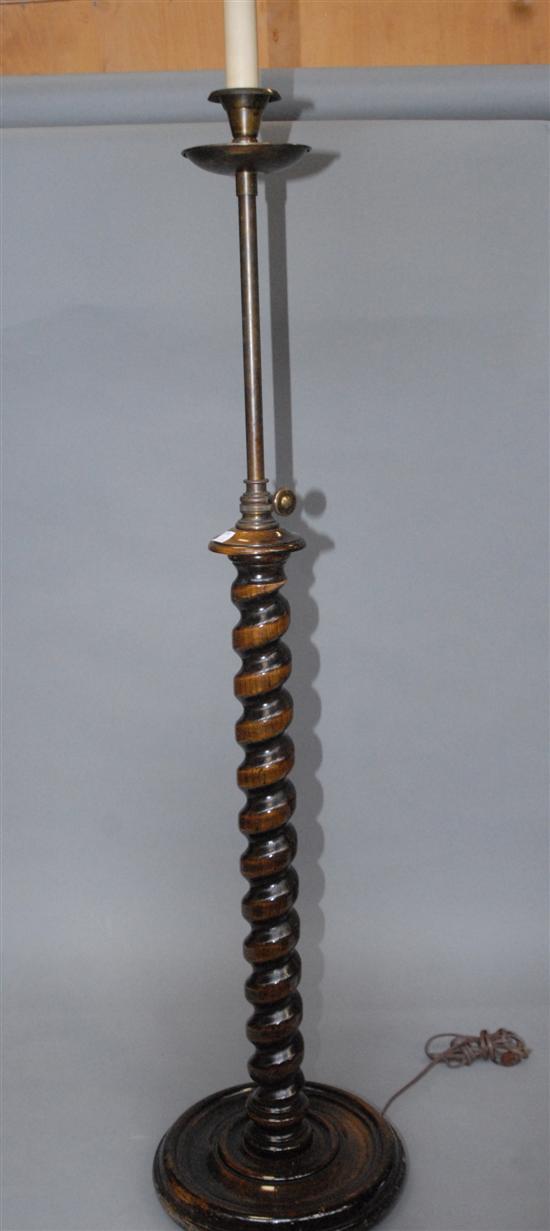 Appraisal: TELESCOPING FLOOR LAMP English barley twist column brass fittings Original