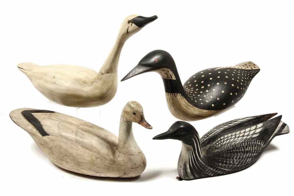 Appraisal: LARGE BIRD DECOYS - Including Two Swans red bill is