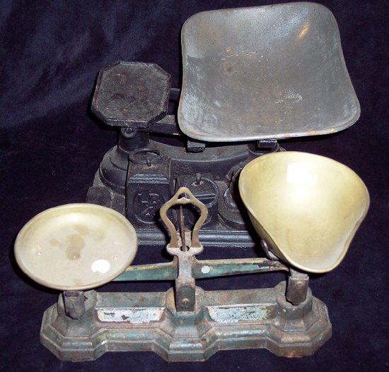 Appraisal: A set of kitchen scales with brass pans and a