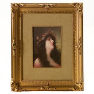 Appraisal: Wagner KPM Framed Porcelain Plaque of a Brunette Beauty Wagner