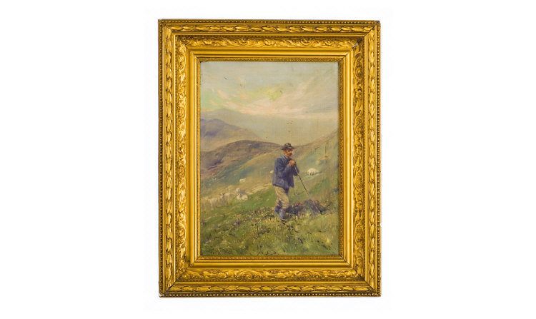 Appraisal: Hugh B Scott Titled 'The Shepherd' Oil on Canvas signed