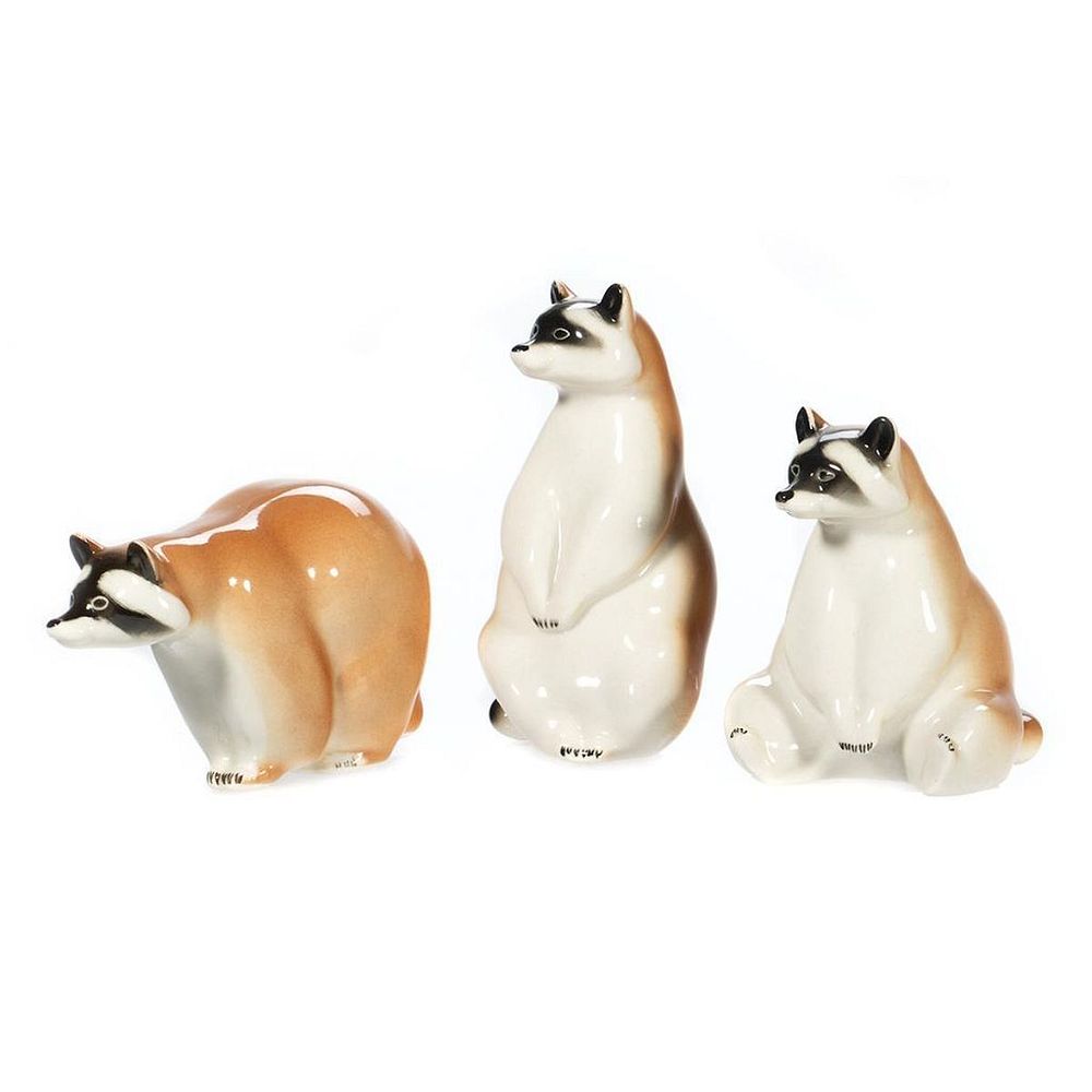 Appraisal: Russian Lomonosov Porcelain Raccoon Group Greatest height in All with