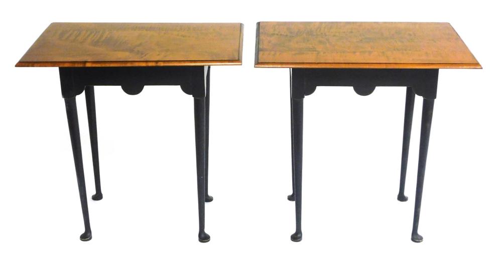 Appraisal: Pair of Eldred Wheeler figured maple end tables th C