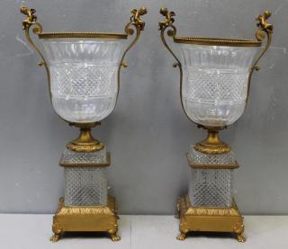 Appraisal: A Pair of Fine Quality Bronze Mounted Antique Cut Glass