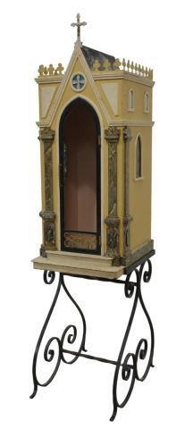 Appraisal: Gothic style painted steel and marbleized capilla altar cabinet Mexico