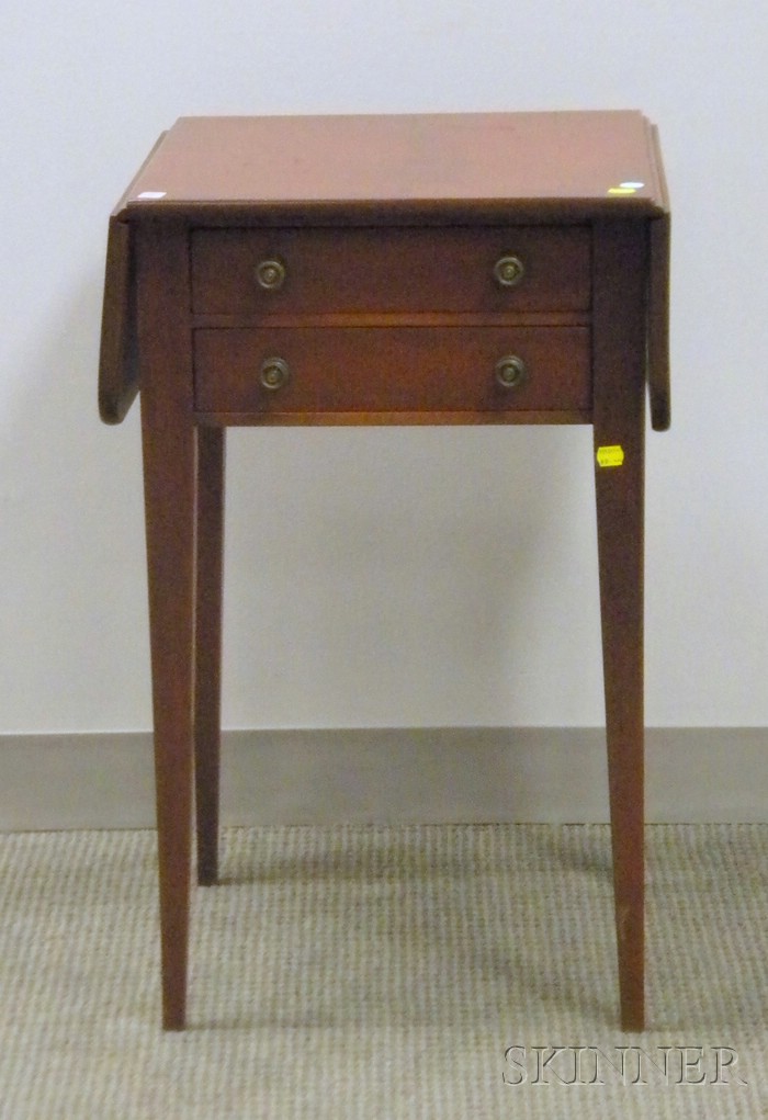 Appraisal: Federal Birch and Cherry Drop-leaf Two-Drawer Work Table