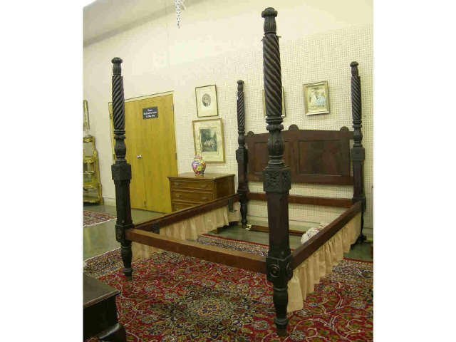 Appraisal: Nineteenth century mahogany twisted column tester bed has been altered