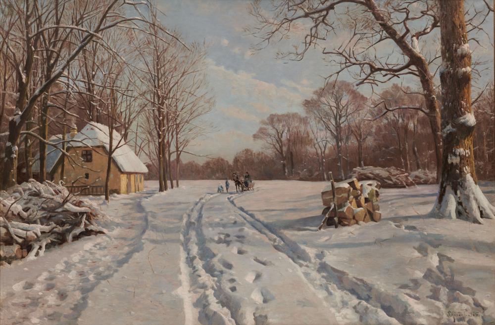 Appraisal: PEDER MORK MONSTED Danish - Winter View oil on canvas