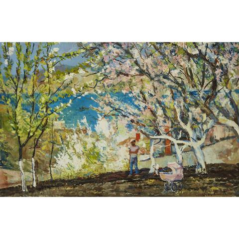 Appraisal: Dimitri Khamin - SPRING Russian Oil on canvas signed with