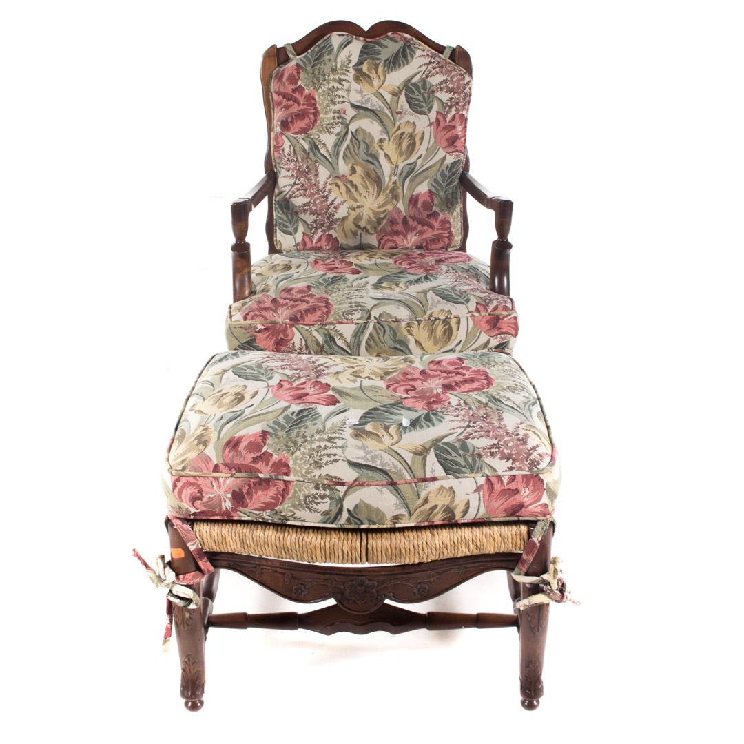 Appraisal: Pine armchair with ottoman