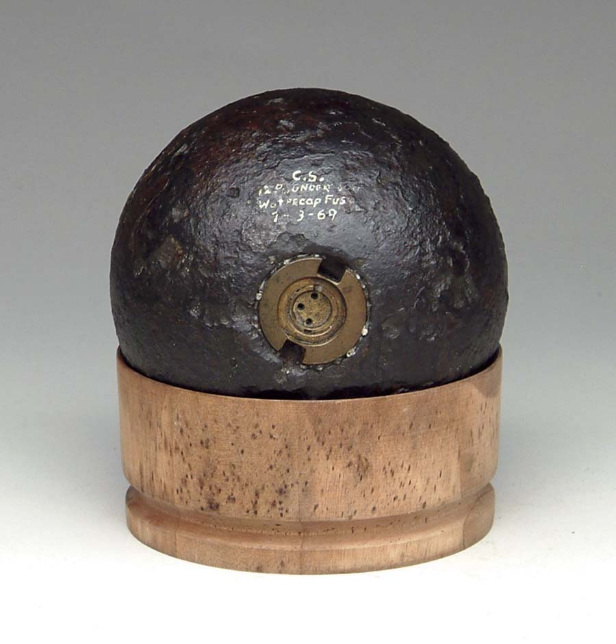 Appraisal: CS -POUNDER CANNONBALL W CS NAVY WATERCAP FUSE Excavated Pictured