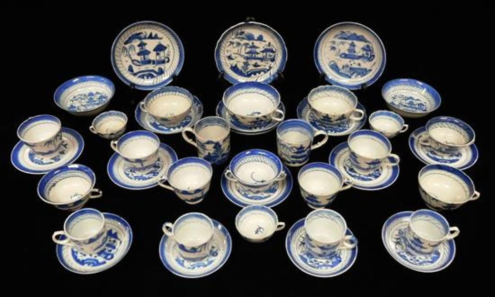 Appraisal: ASIAN Chinese Export Canton porcelain th C thirty-nine pieces including