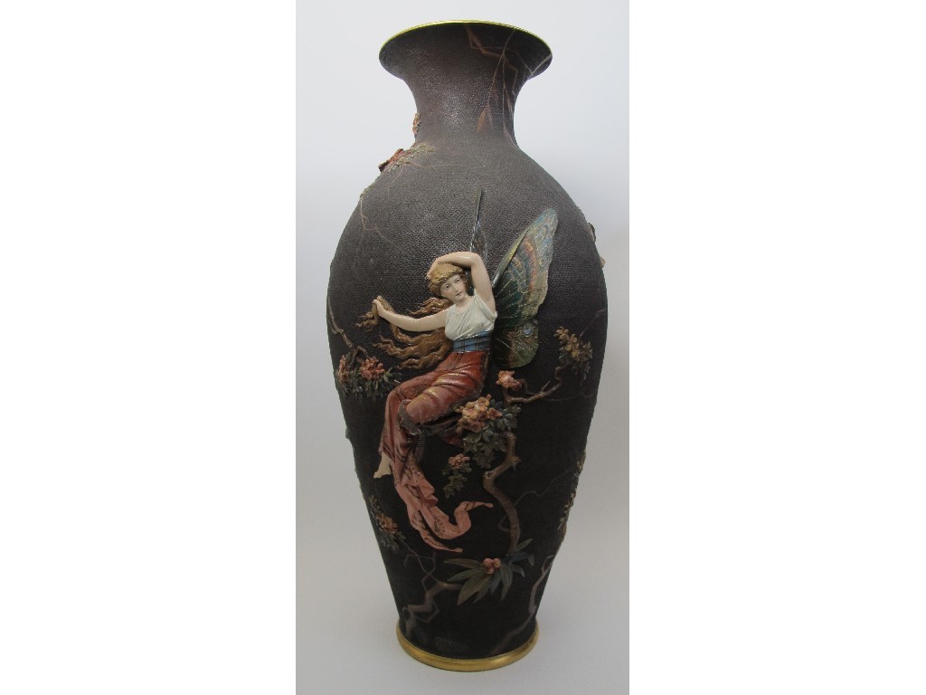 Appraisal: A large Mettlach Fairy vase modelled in relief with a