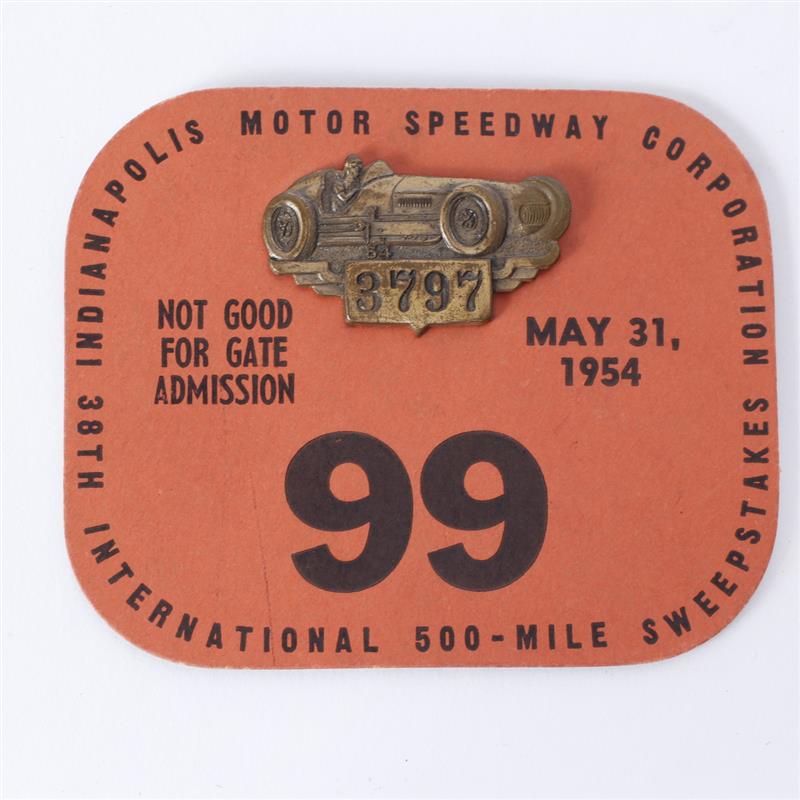 Appraisal: Indianapolis Motor Speedway Bronze Pit Pass with back-up card H