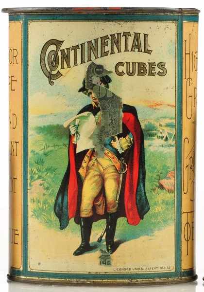 Appraisal: Continental Cubes Tobacco Description Curved pocket tin in the largest