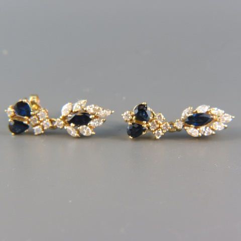 Appraisal: Sapphire Diamond Earrings pen shape marquise sapphires totaling carats and