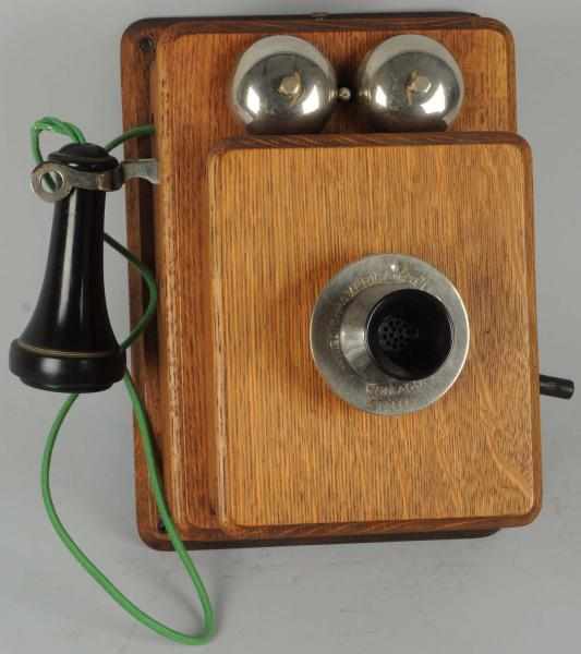 Appraisal: Swedish-American Box on Box Wall Telephone Circa oak marked faceplate