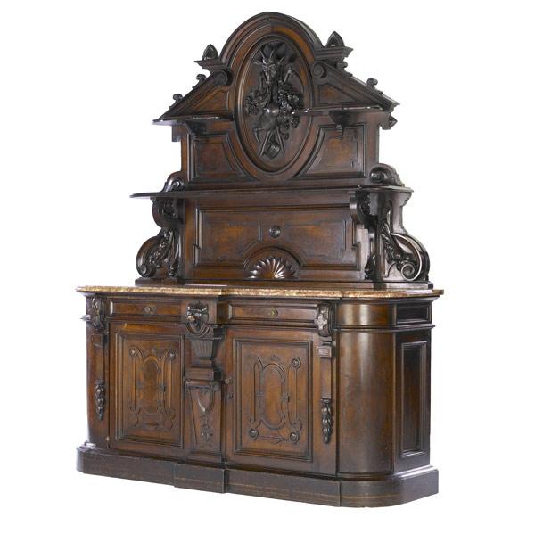 Appraisal: ALEXANDER ROUX Attr Victorian Rococo mahogany sideboard with elaborate carved