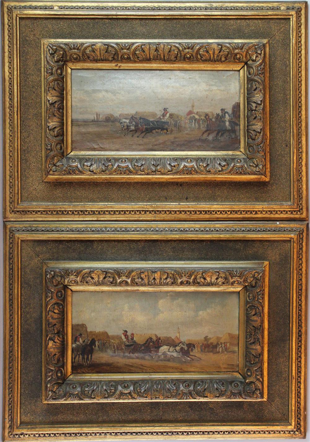 Appraisal: ROBERT STONE BRITISH - PAIR OF HORSE RACING PAINTINGS Oil