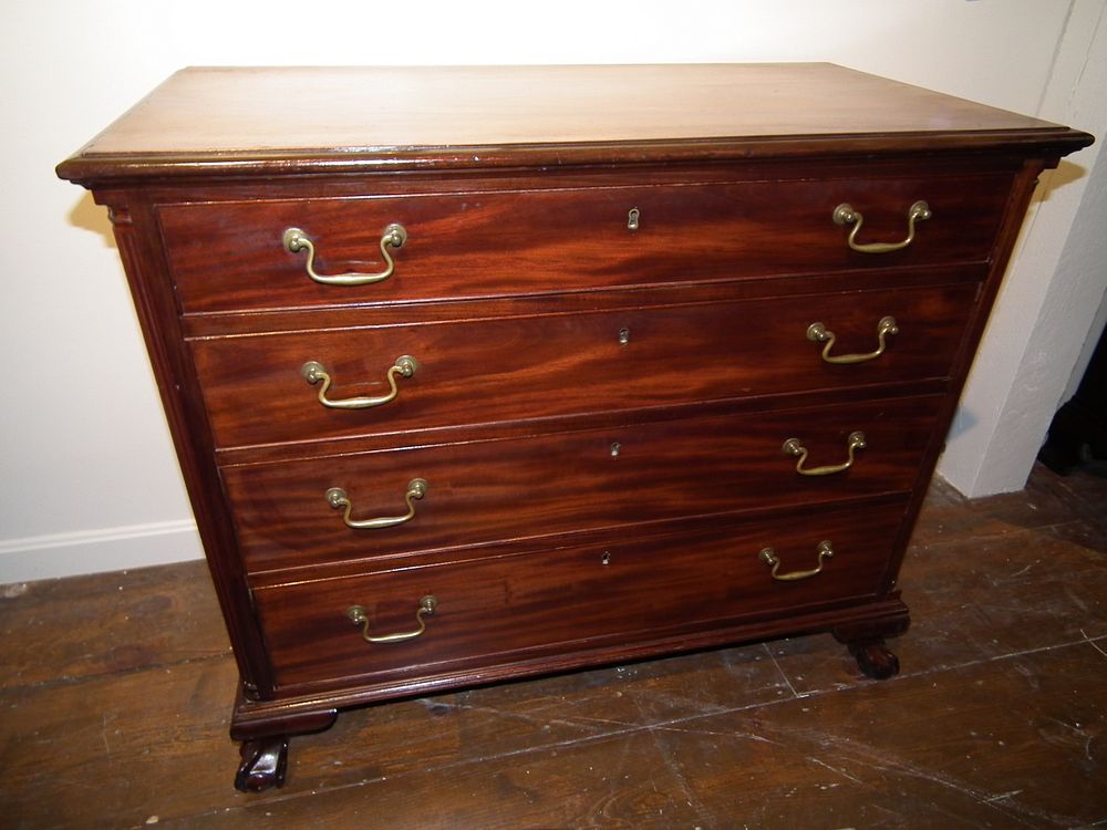 Appraisal: PERIOD CHIPPENDALE CHEST th century drawer mahogany Chippendale chest with