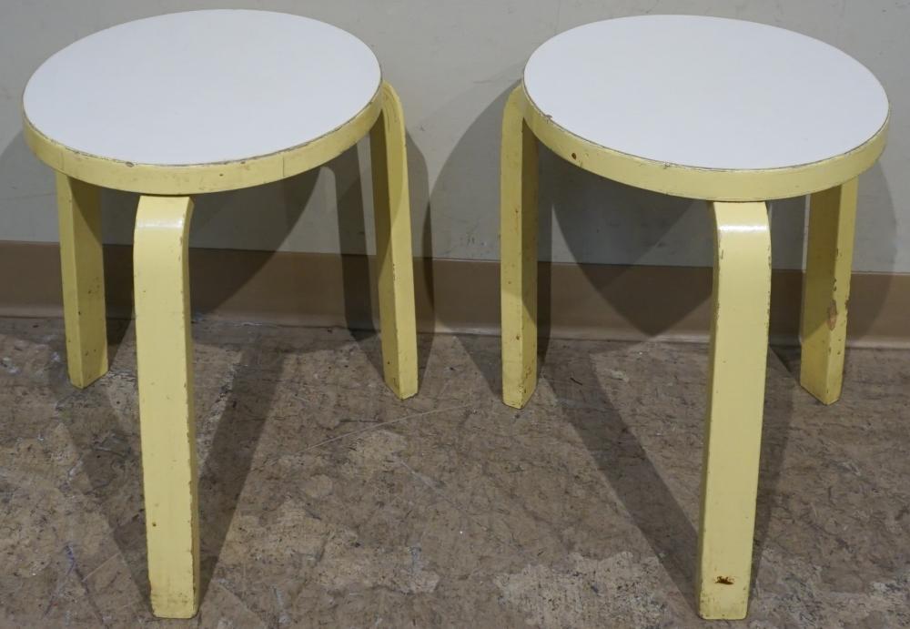 Appraisal: Pair Alvar Alto For Svensk Painted Wood Stools H in