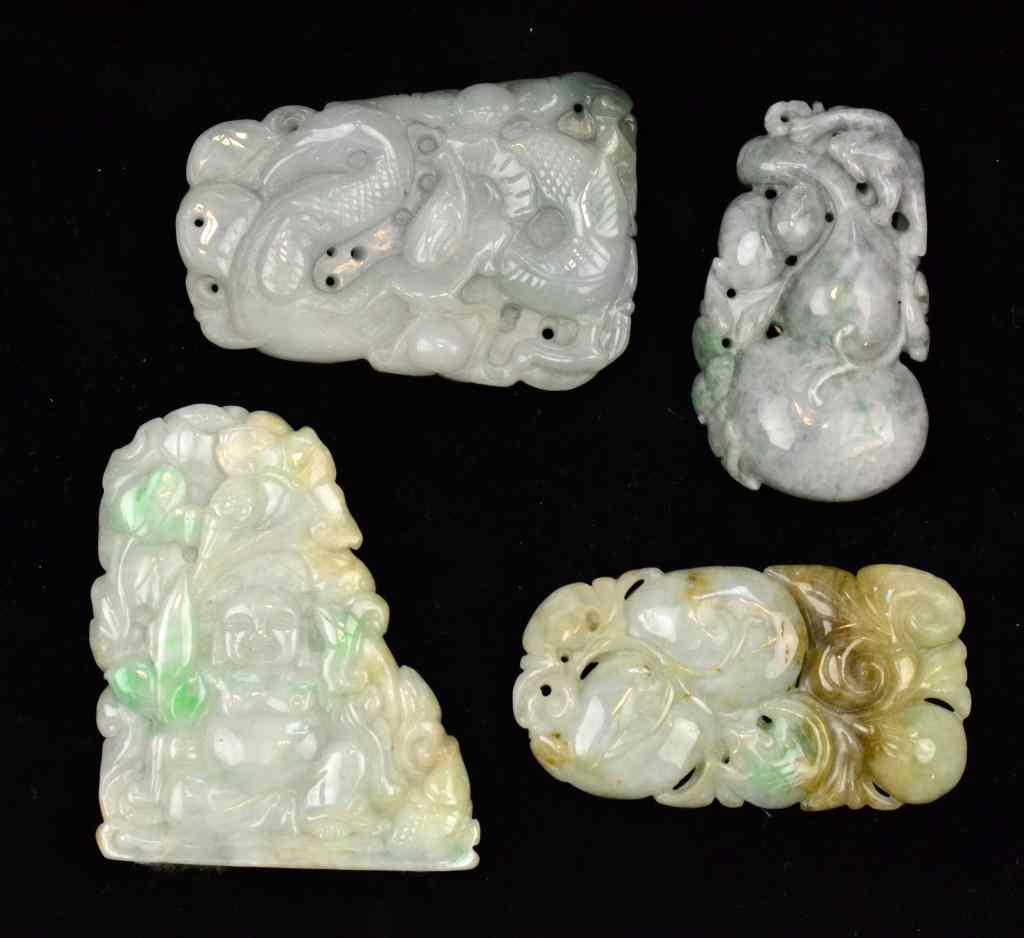 Appraisal: Chinese Qing Carved Jade PendantsTo include Buddha under an ancient