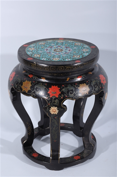 Appraisal: Chinese stand with decorative cloisonne top with dragon motifs five