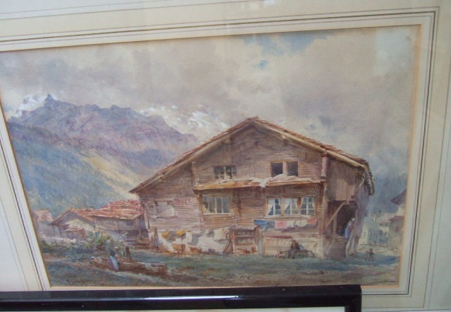 Appraisal: S Frederico th century A chalet in the Alps watercolour