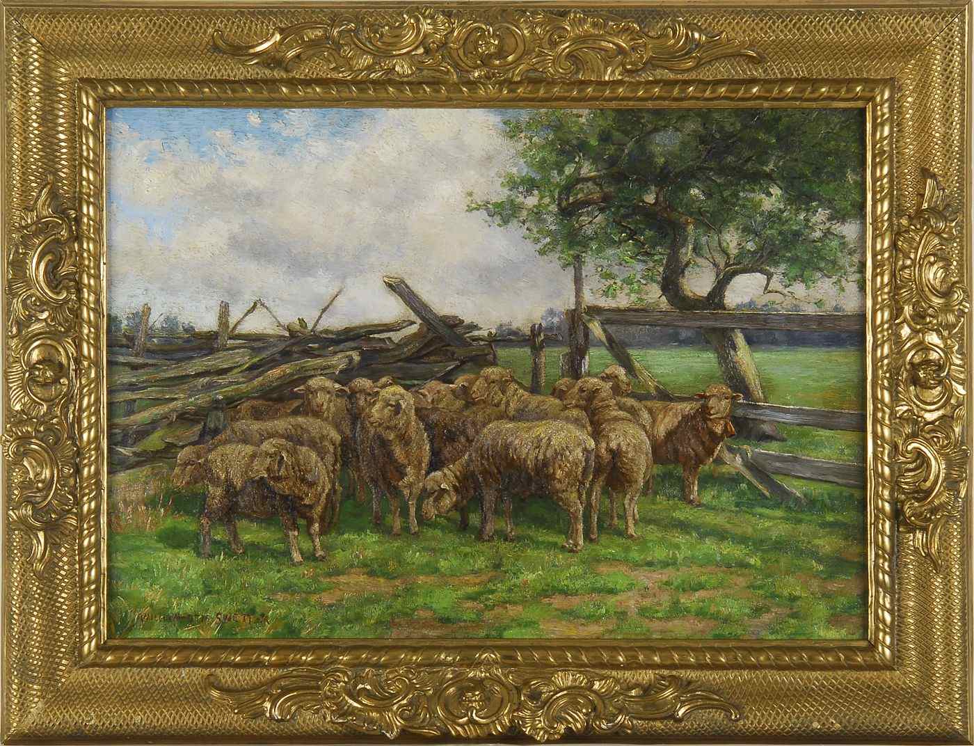 Appraisal: WILLIAM OTIS SWETT JR American - Sheep by a country