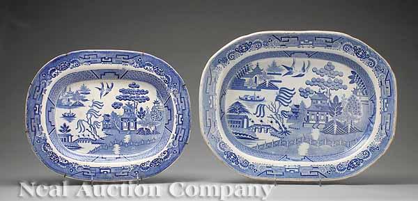 Appraisal: Two Large English Blue-and-White Ironstone Graduated Platters early th c