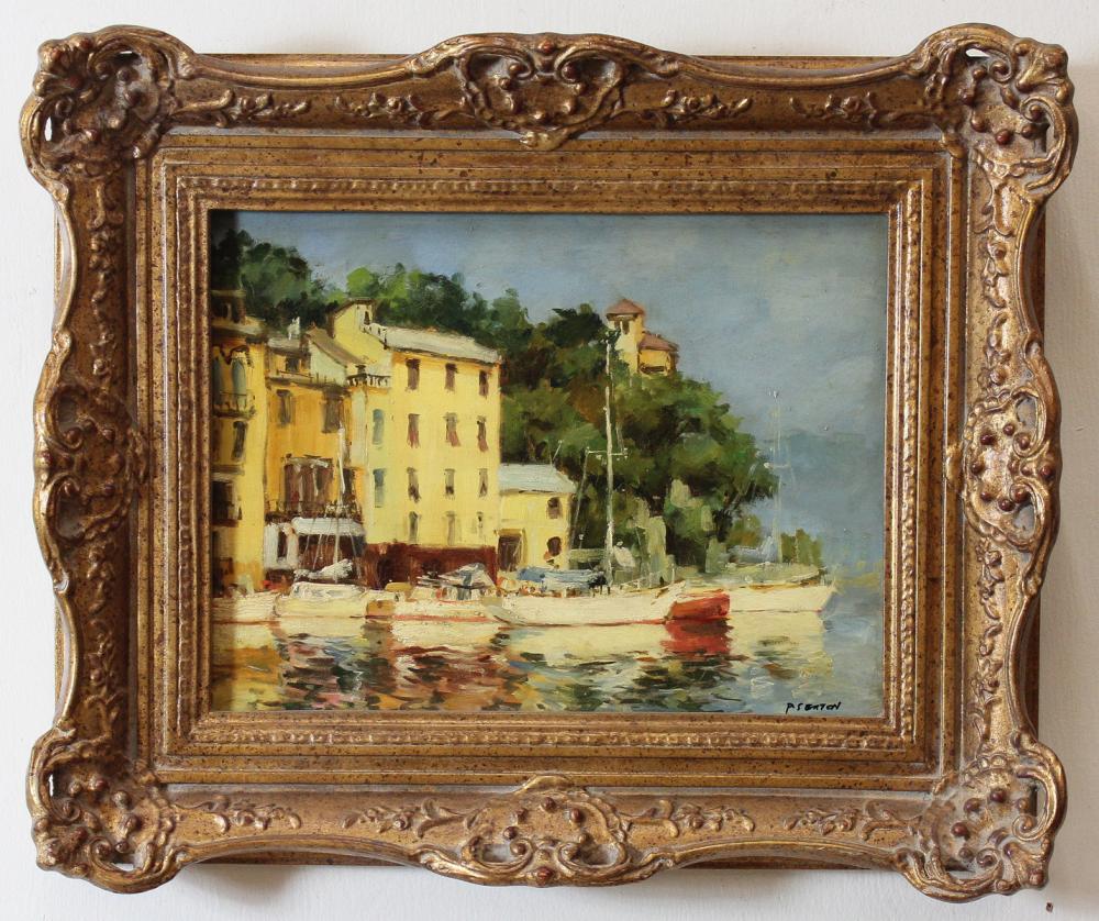 Appraisal: P SEXTON OIL ON CANVAS Mediterranean harbor Signed lower right