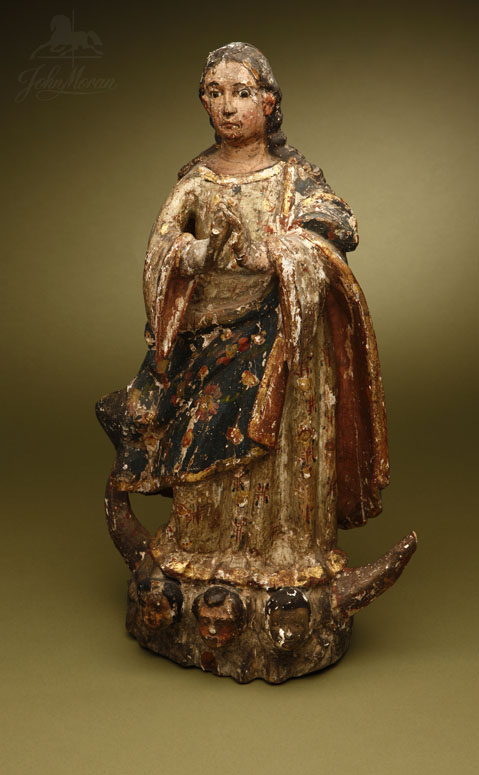 Appraisal: A Spanish Colonial painted figure of a saint A Spanish