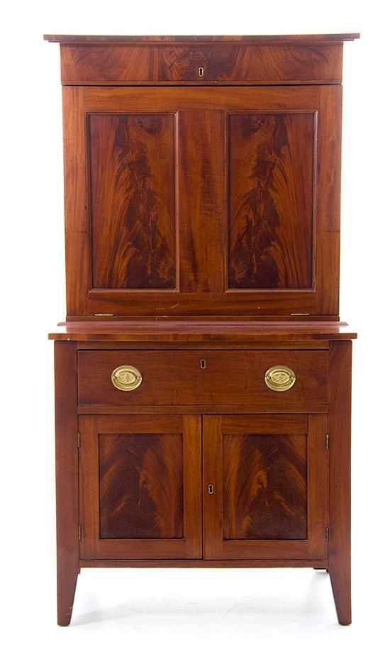 Appraisal: Late Federal mahogany plantation desk circa top section with rectangular