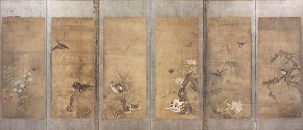 Appraisal: Anonymous Edo Period Birds and Flowers th Century Large six