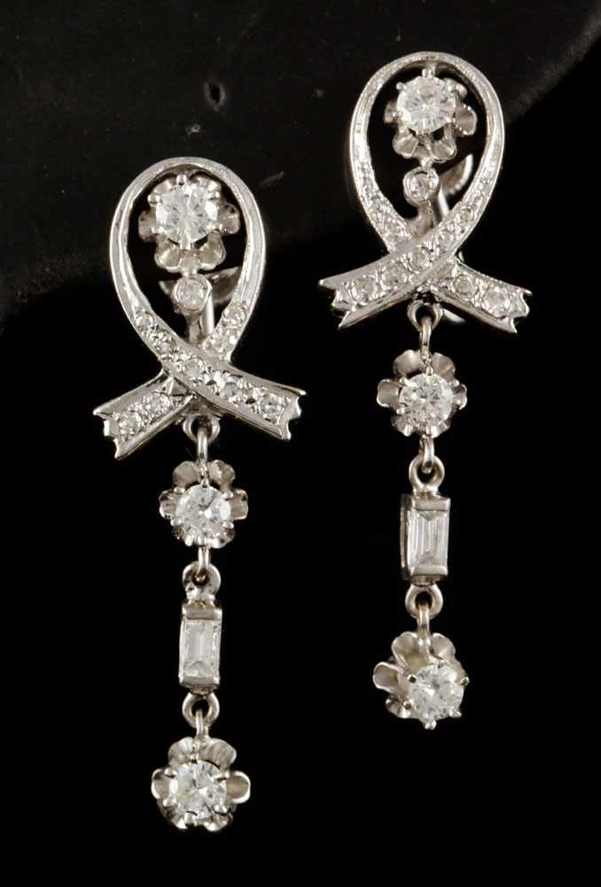 Appraisal: - Pr K White Gold and Diamond Earrings Pair of