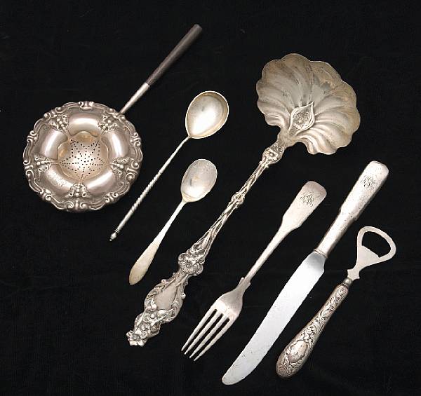 Appraisal: A group of assorted sterling flatware Comprising monogrammed table forks