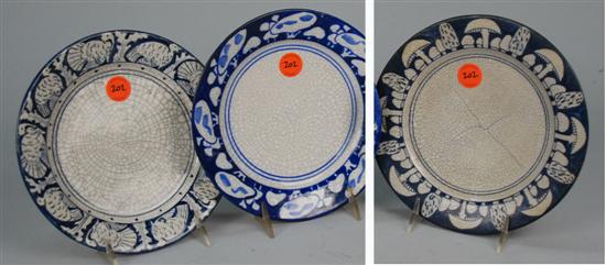 Appraisal: FOUR DEDHAM POTTERY PLATES including a Mushroom pattern plate diameter