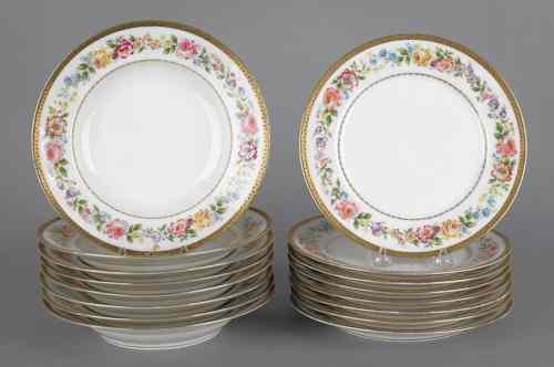 Appraisal: Set of eight French porcelain plates and eight soup bowls