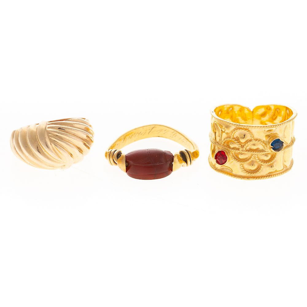 Appraisal: A Trio of Ladies Yellow Gold Bands K yellow gold