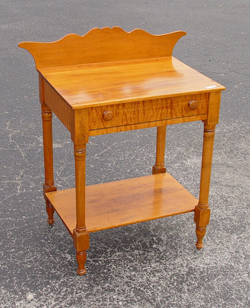 Appraisal: EARLY TH C TIGER BIRCH SHERATON WASHSTAND One drawer stand