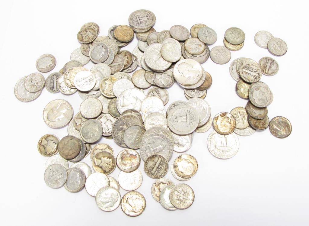 Appraisal: Collection of Silver Coins total including Roosevelt dimes Mercury dimes