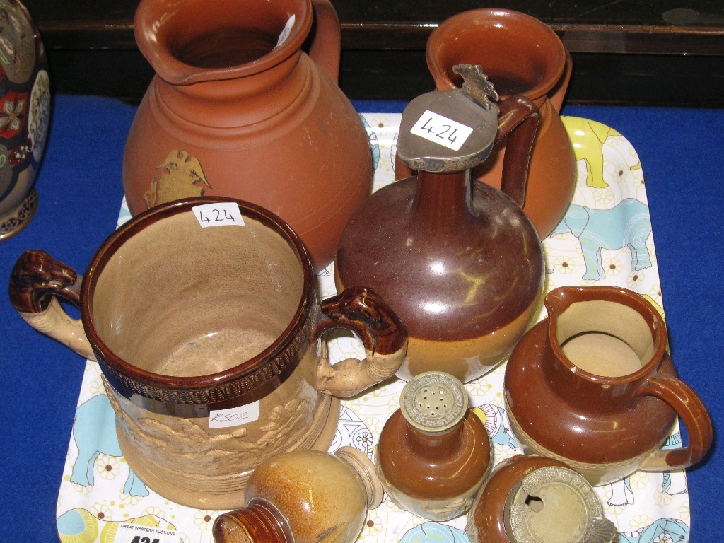 Appraisal: Lot comprising assorted stoneware items - jugs two handled cup