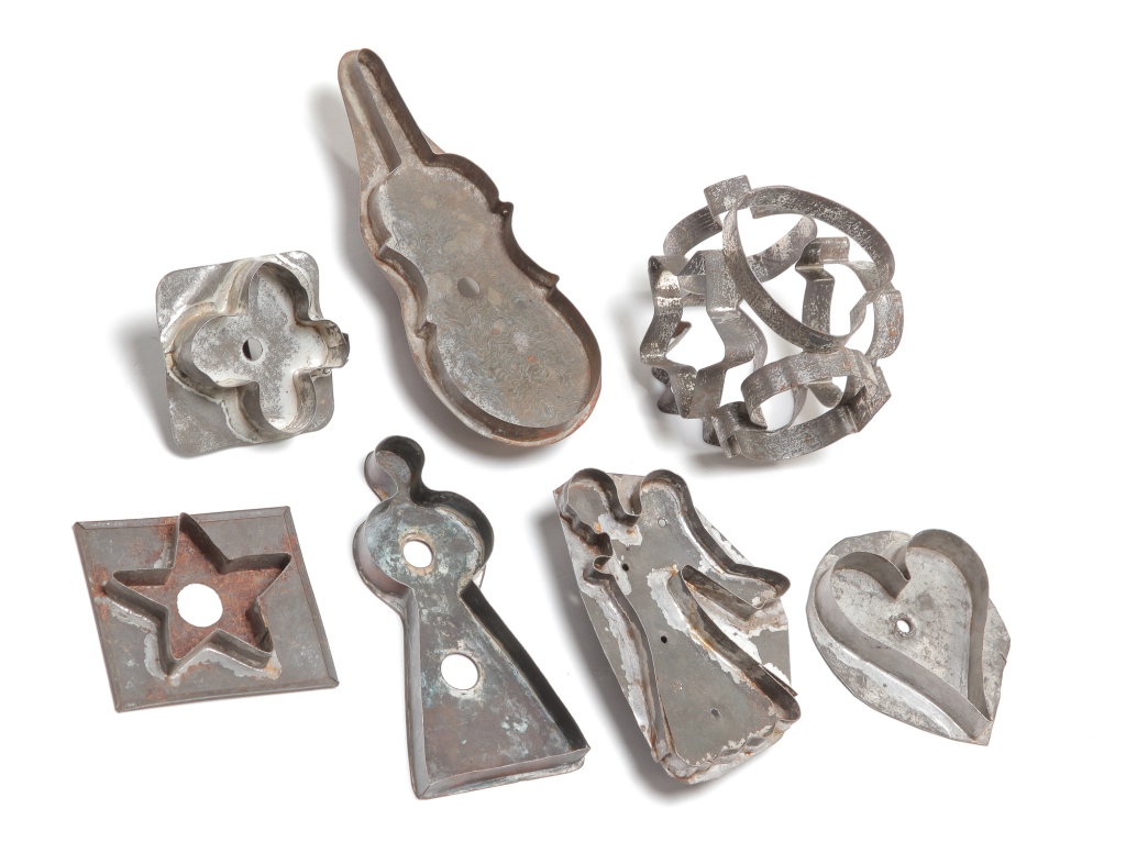 Appraisal: SEVEN TIN COOKIE CUTTERS First half th century Includes heart