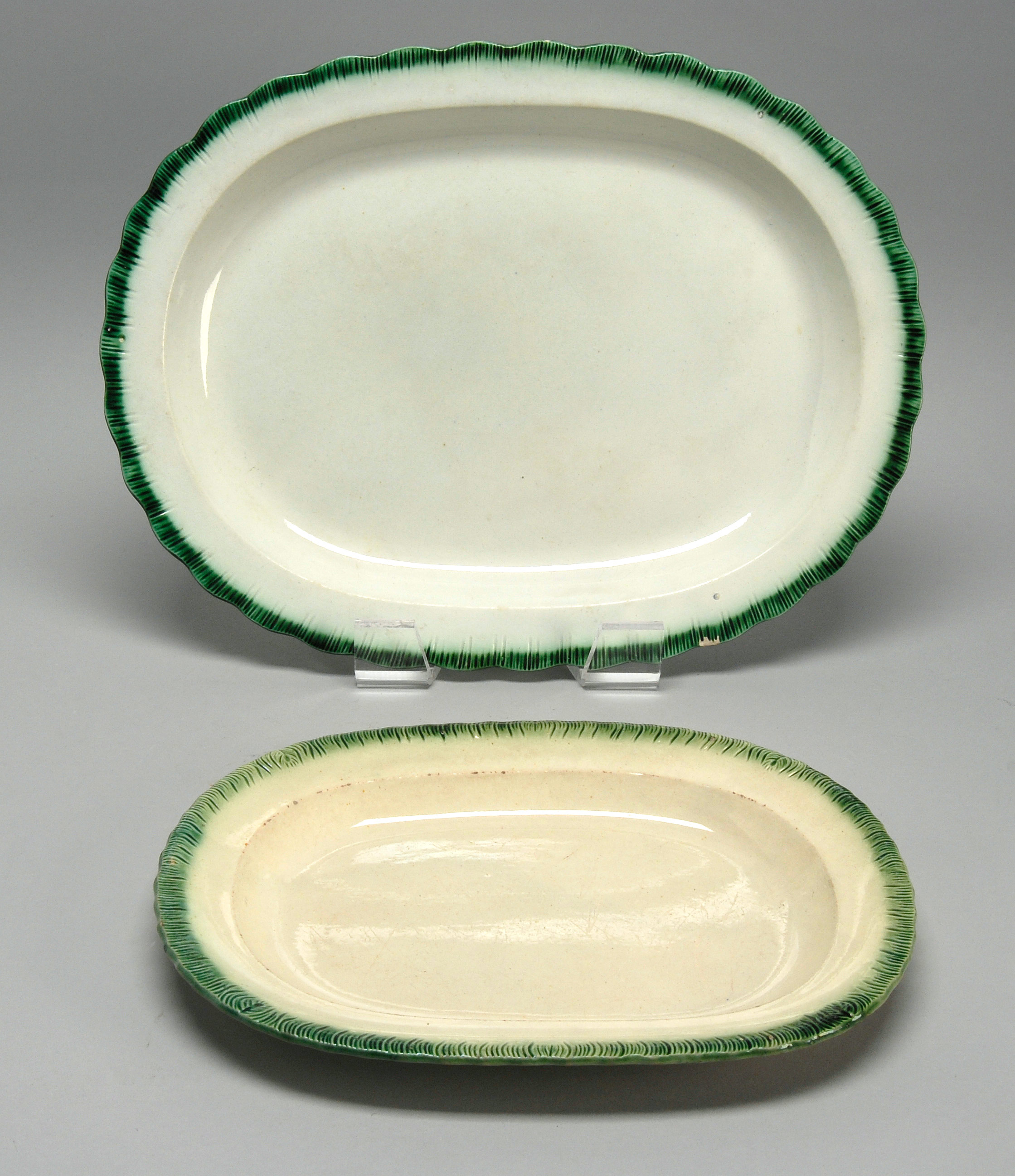 Appraisal: TWO ENGLISH LEEDS SOFT PASTE PLATTERS First Half of the