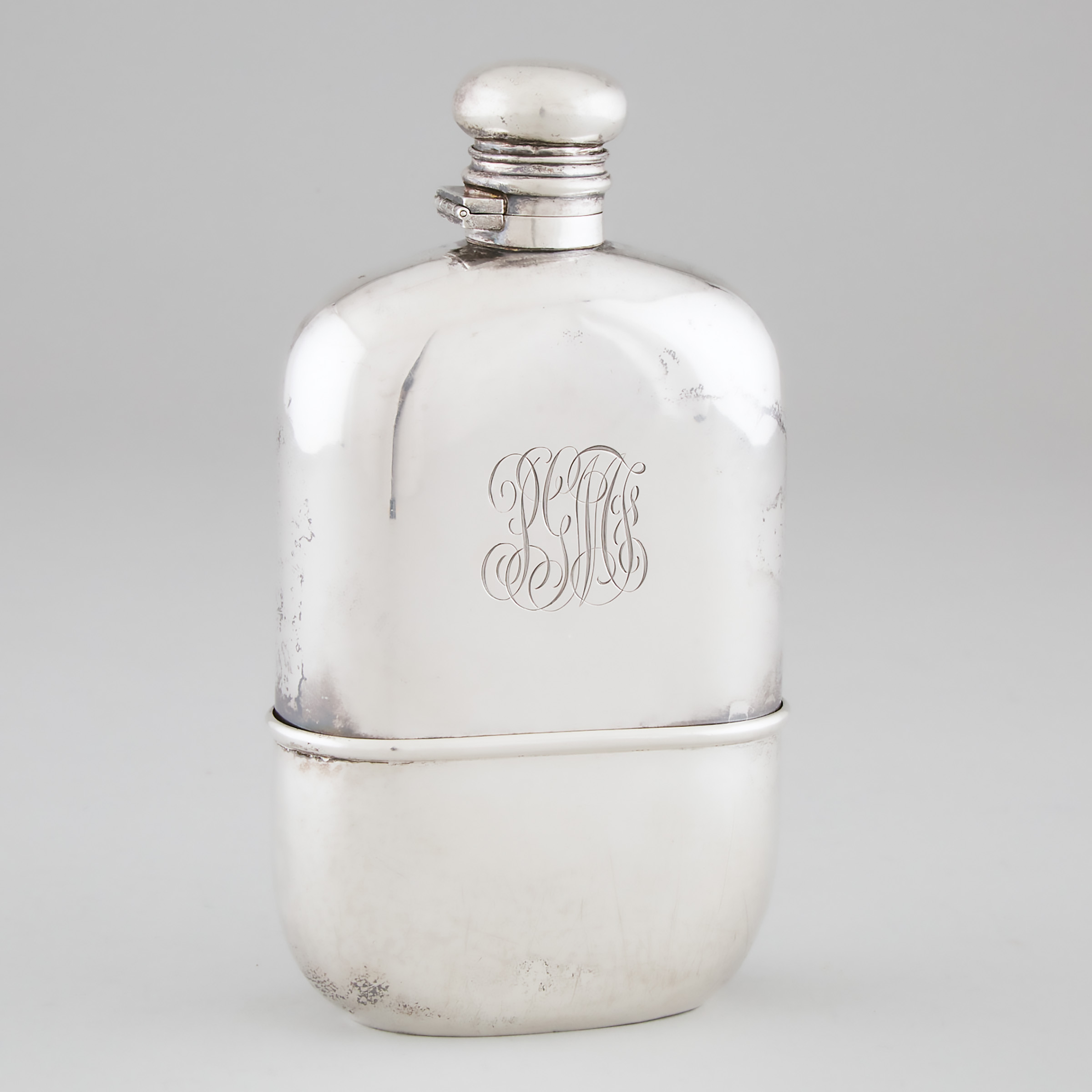 Appraisal: American Silver and Glass Spirit Flask J E Caldwell Co