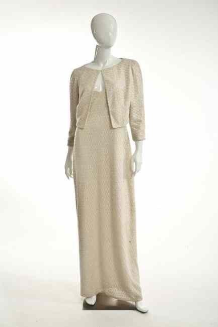 Appraisal: CHRISTINA PERRIN WHITE BEADED EVENING DRESS AND JACKET size Floor